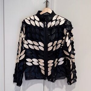 Weavz  Leaf Trimmed Sheer Jacket Black/White Size small